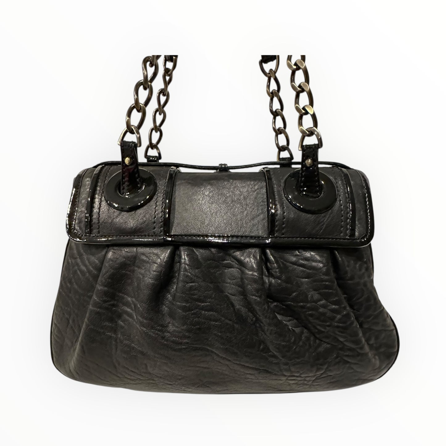 Fendi Vintage B Bag in Black Patent Leather