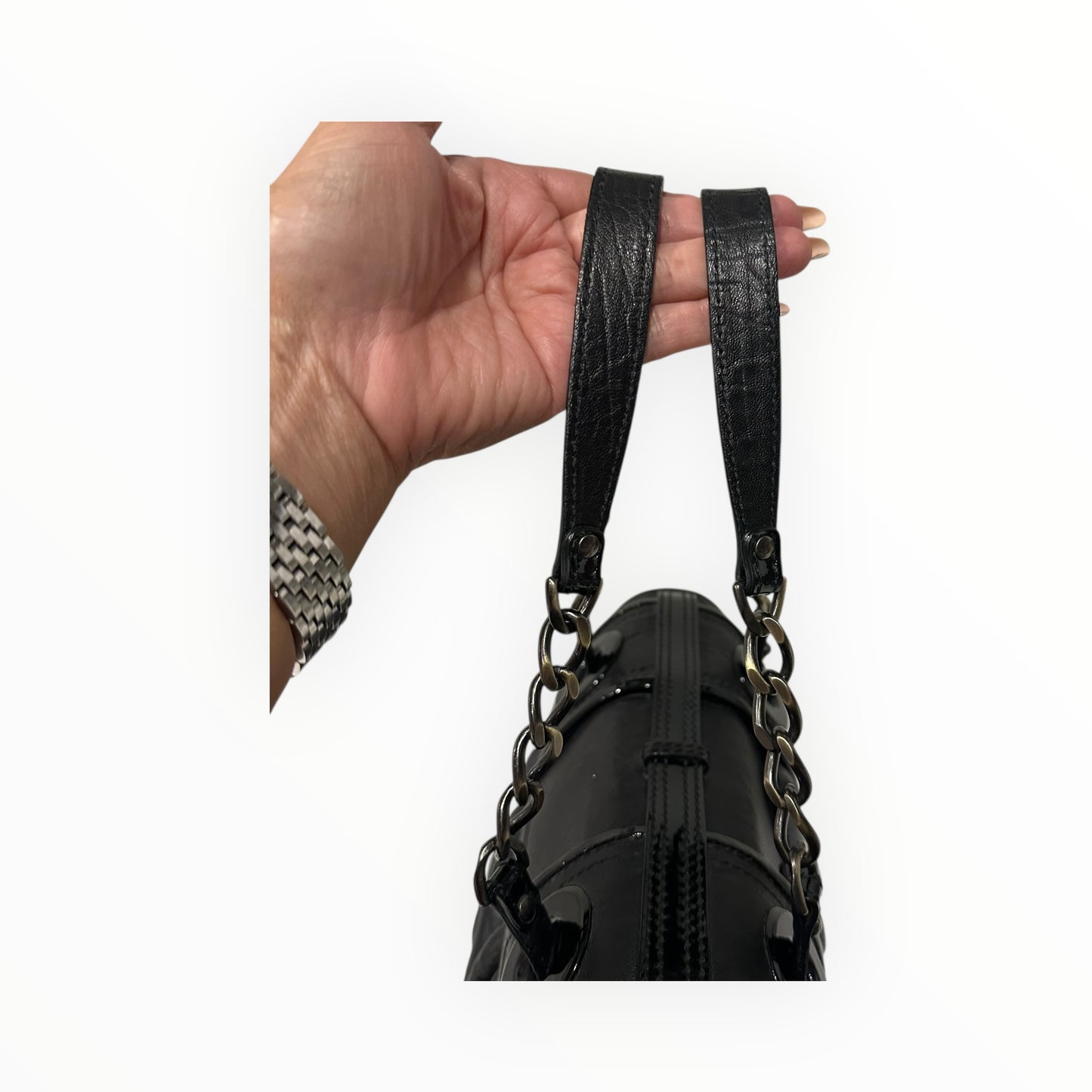 Fendi Vintage B Bag in Black Patent Leather