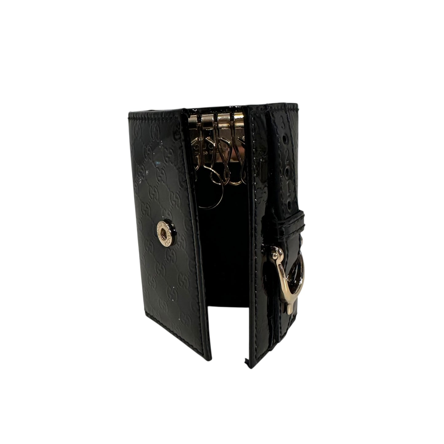 Gucci Microguccissima Black Patent Key Holder