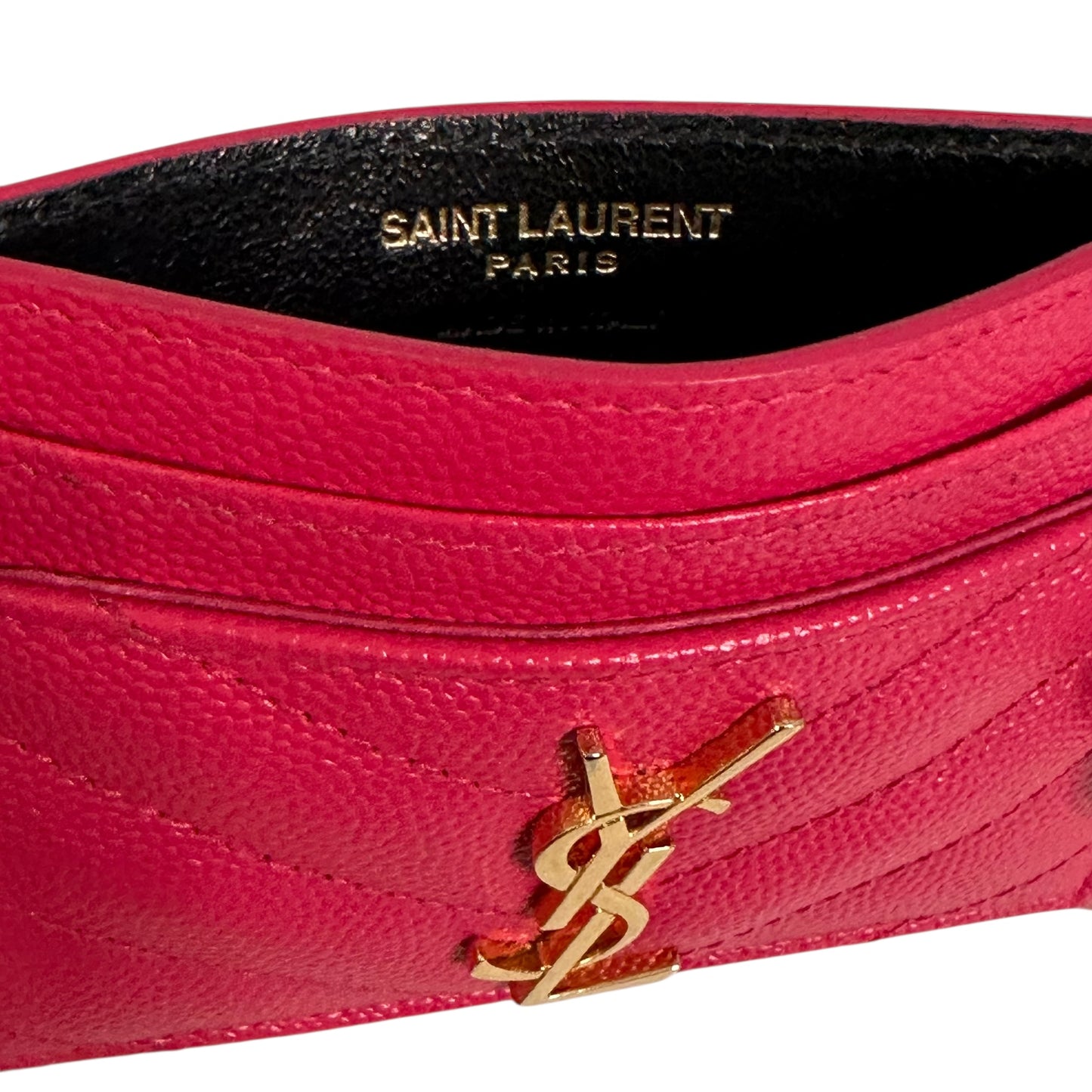 Saint Laurent Monogram Card Case – Fuchsia Pink with Gold Hardware