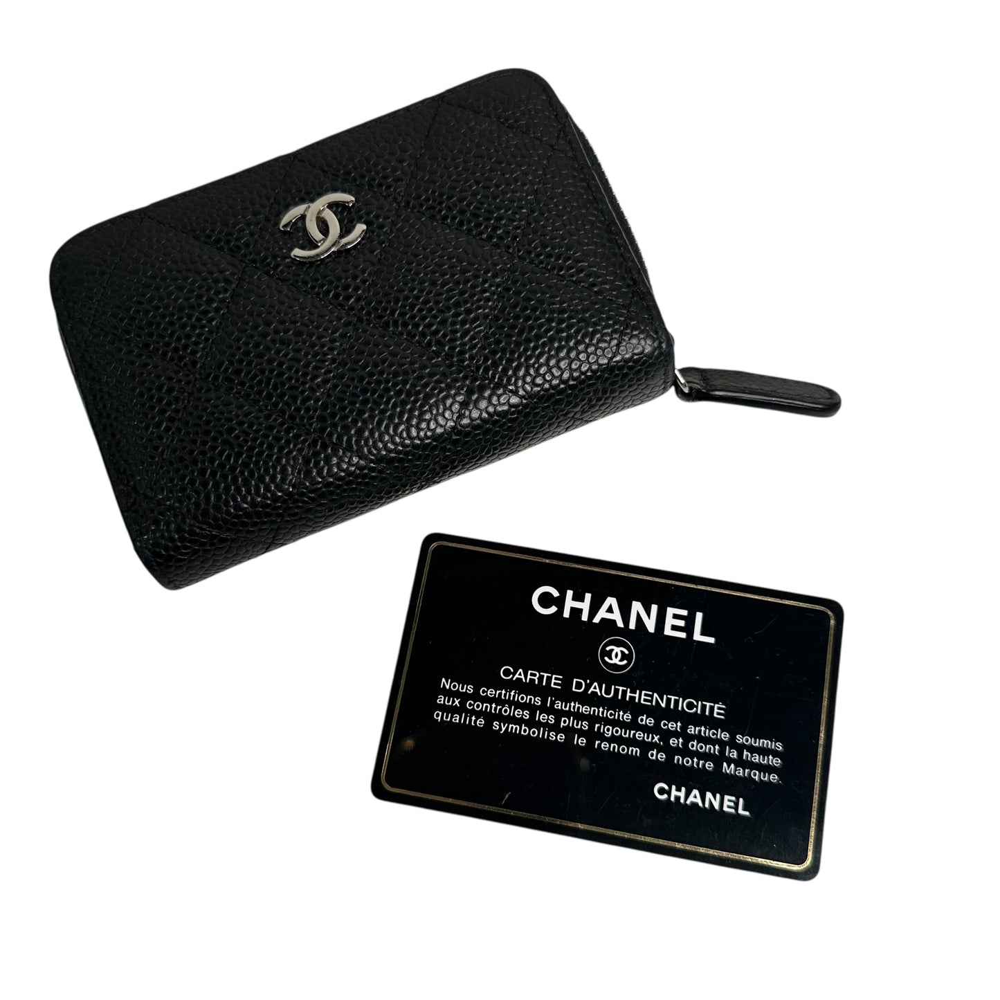 Chanel Caviar Quilted Zip Coin Purse Black