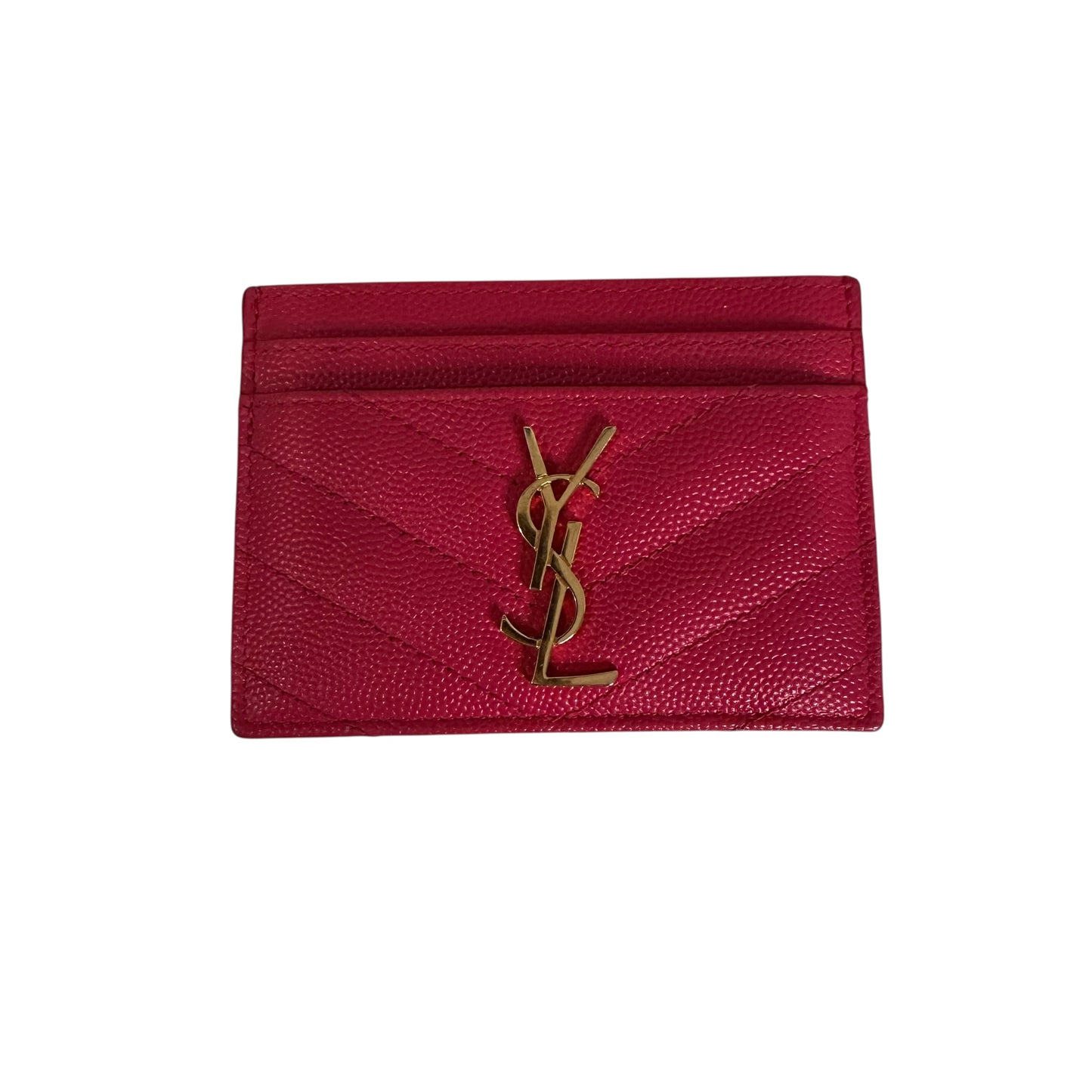 Saint Laurent Monogram Card Case – Fuchsia Pink with Gold Hardware
