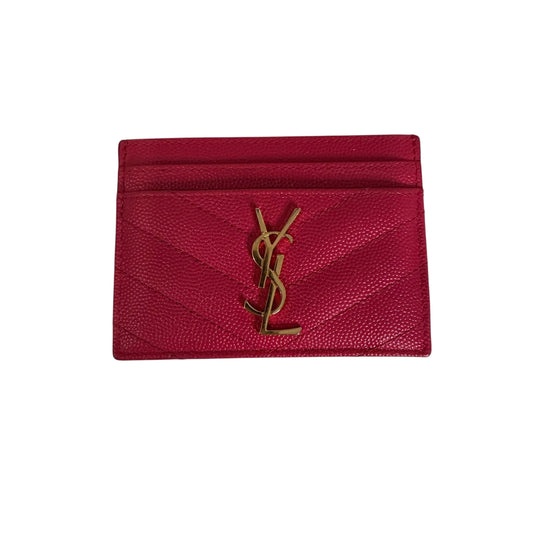 Saint Laurent Monogram Card Case – Fuchsia Pink with Gold Hardware