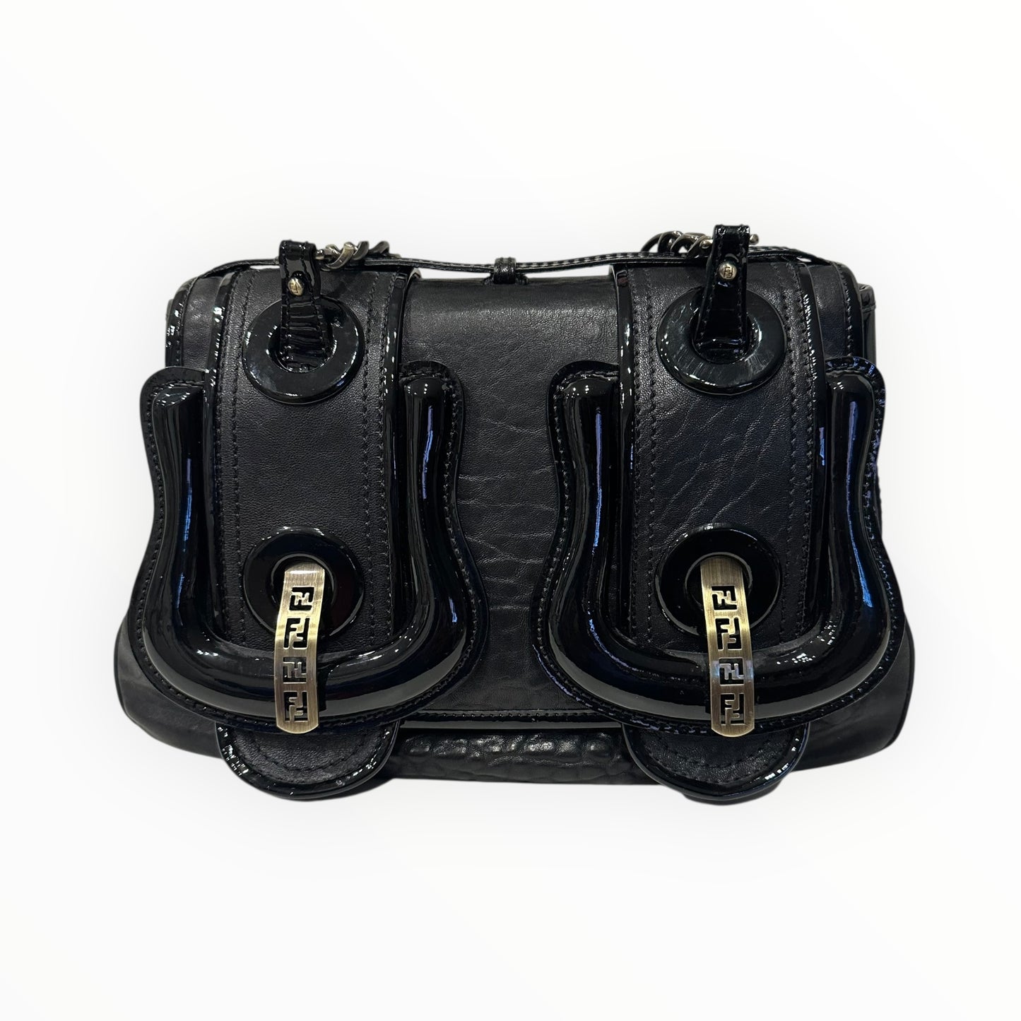 Fendi Vintage B Bag in Black Patent Leather