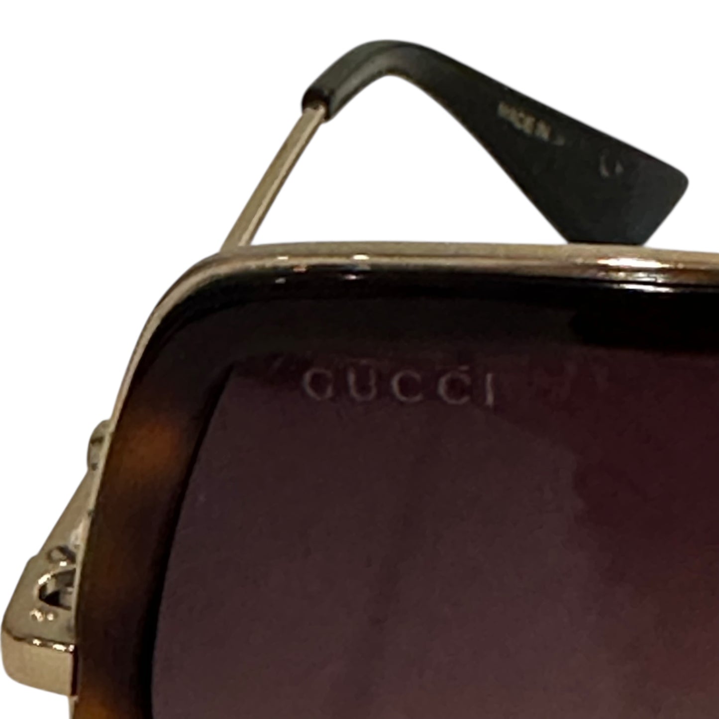 Gucci GG0106S Oversized Square Sunglasses – Tortoise with Gold Metal Accents