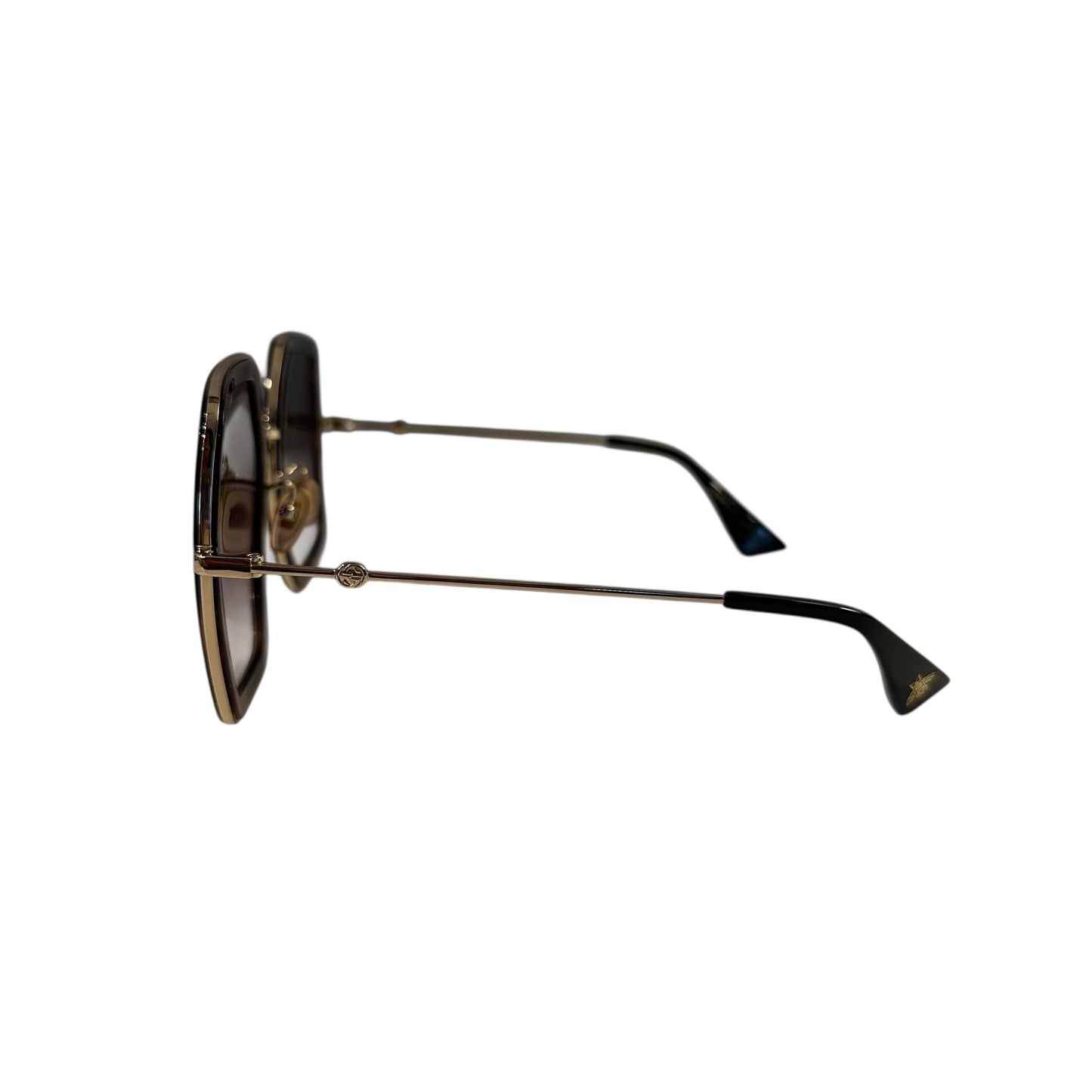 Gucci GG0106S Oversized Square Sunglasses – Tortoise with Gold Metal Accents