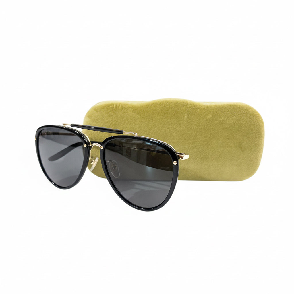 Gucci GG0672S Aviator Sunglasses – Black & Gold